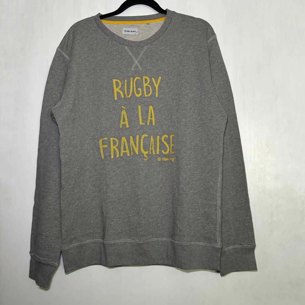 Serge Blanco Rugby À La Française Embroidered Sweatshirt Size 2XL Gray Cotton